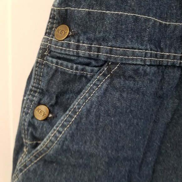 Vintage Key Imperial Overalls Bibs Mens 48X30 Denim Blue Jeans   Workwear - Picture 9 of 11